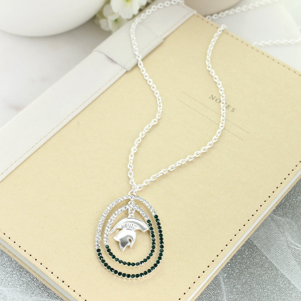 34" Michigan State Crystal Loop Necklace