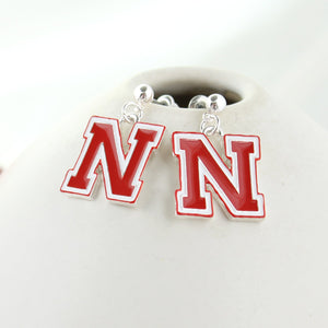 Nebraska Enamel Logo Earrings