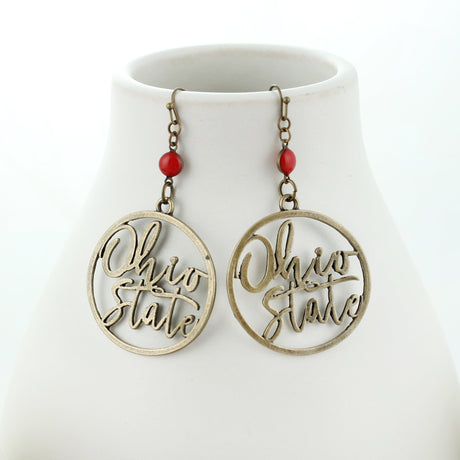 Ohio State Vintage Style Cutout Slogan Earrings