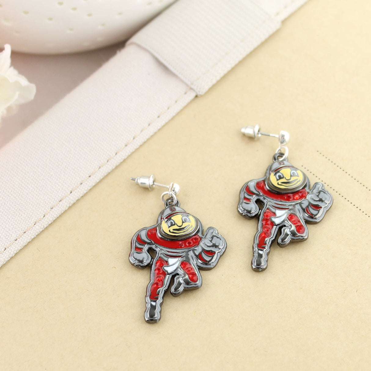 Ohio State “Brutus” Crystal Logo Earrings