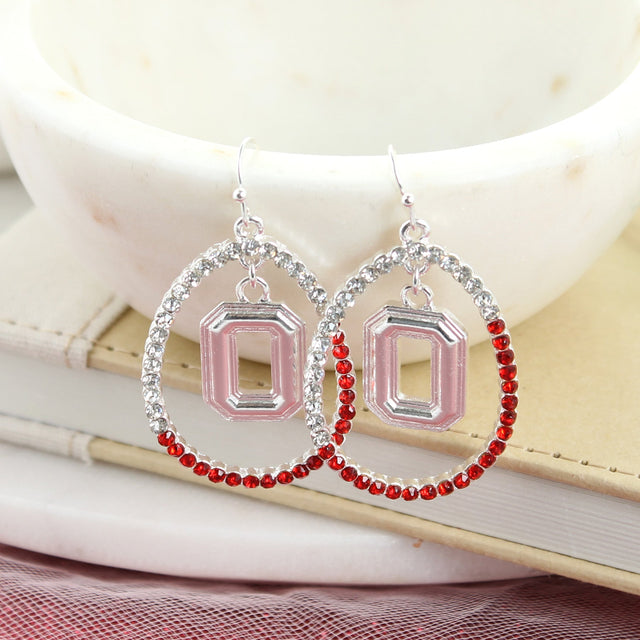 Ohio State Crystal Loop Earrings