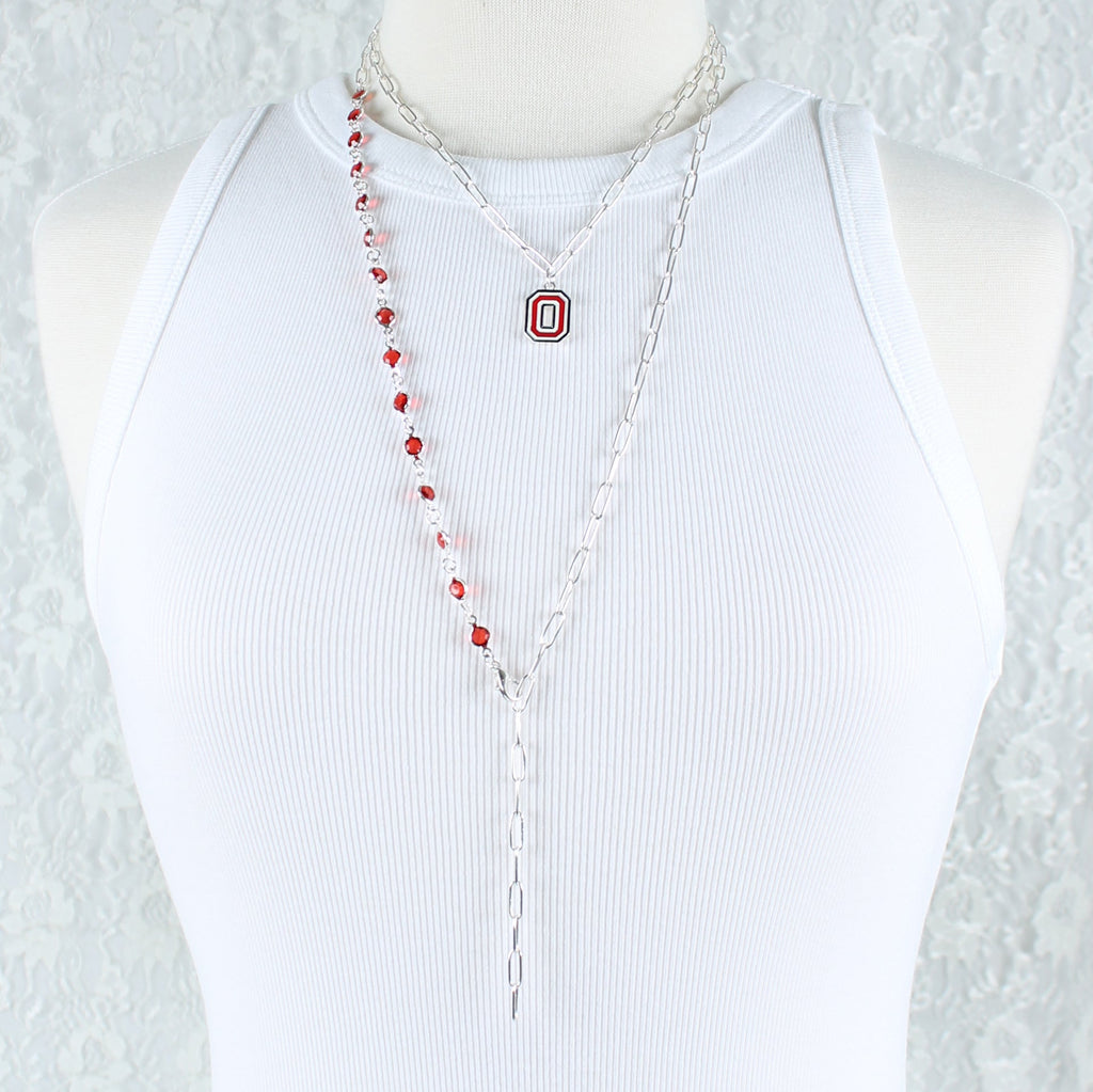 18 - 32” Ohio State Paperclip Chain & Enamel Logo Necklace Set