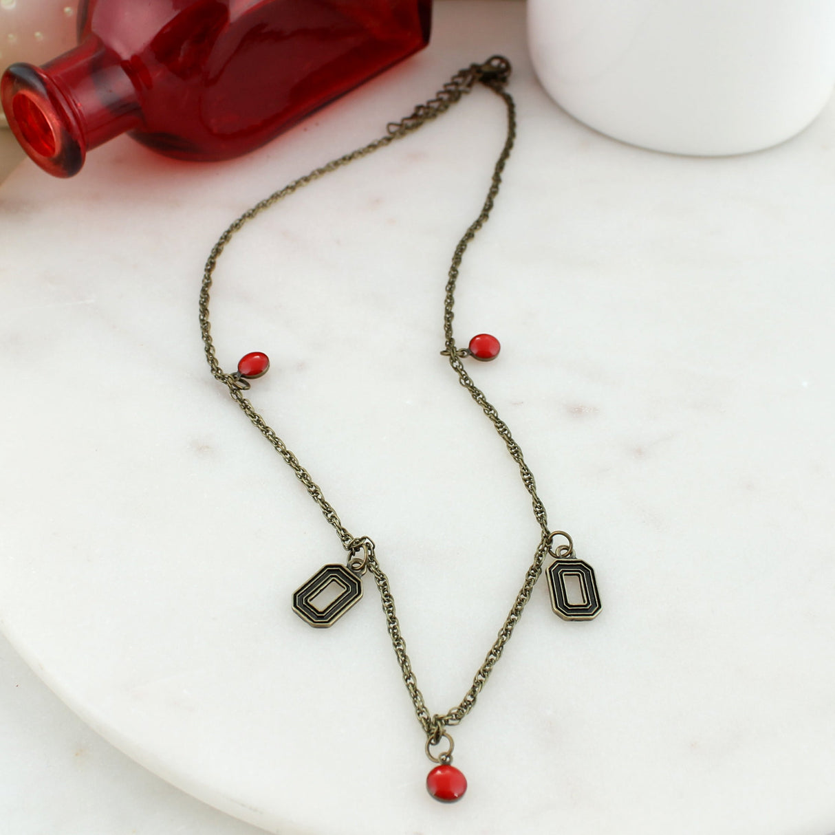 18 - 20” Ohio State Vintage Logo & Enamel Dot Necklace