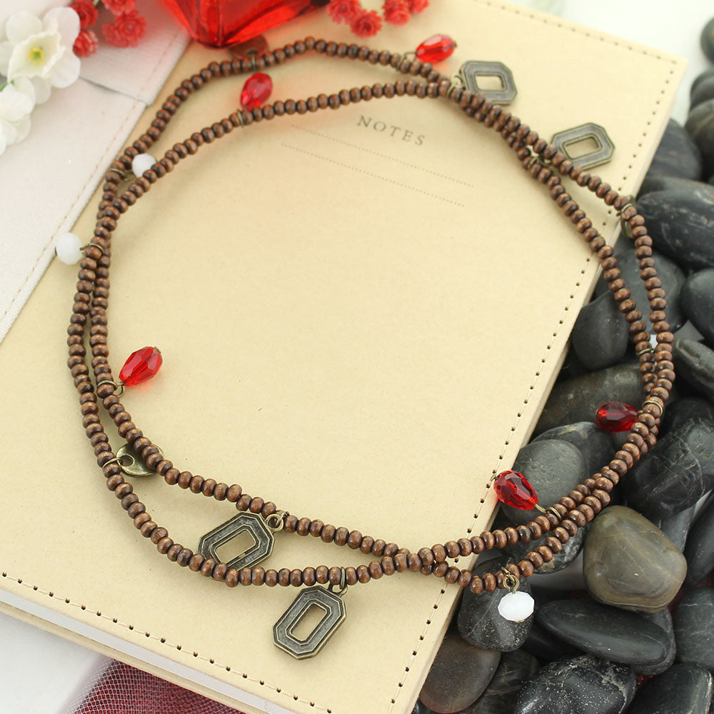 Ohio State Wood Bead Stretch Necklace/Bracelet