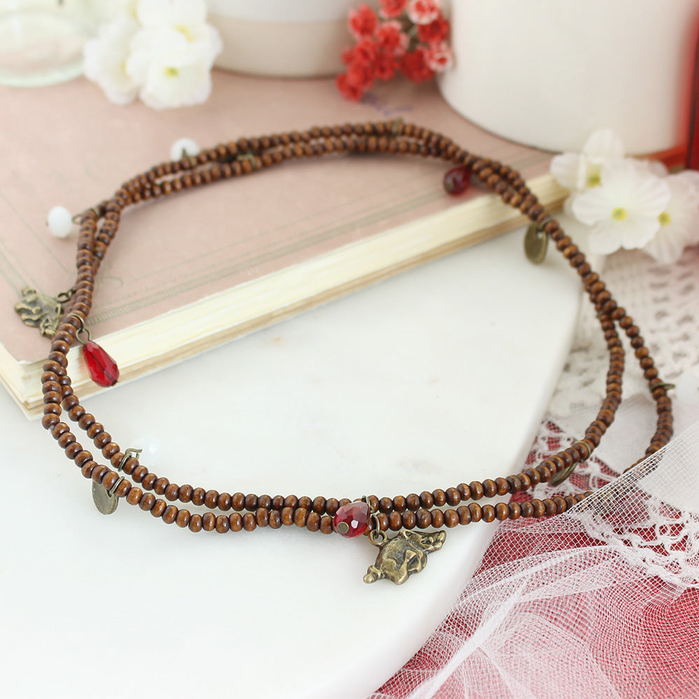 Arkansas Wood Bead Stretch Necklace/Bracelet