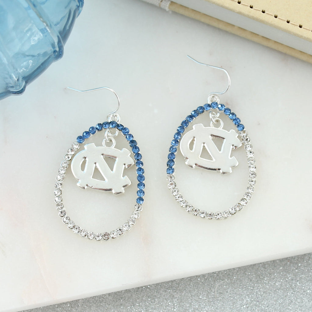 North Carolina Crystal Loop Earrings