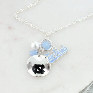 18 - 36” North Carolina Logo Disc & Slogan Cluster Convertible Necklace