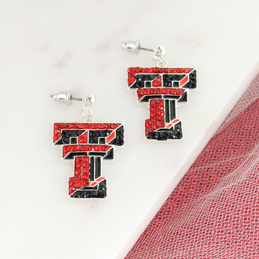 Texas Tech Crystal Logo Earrings