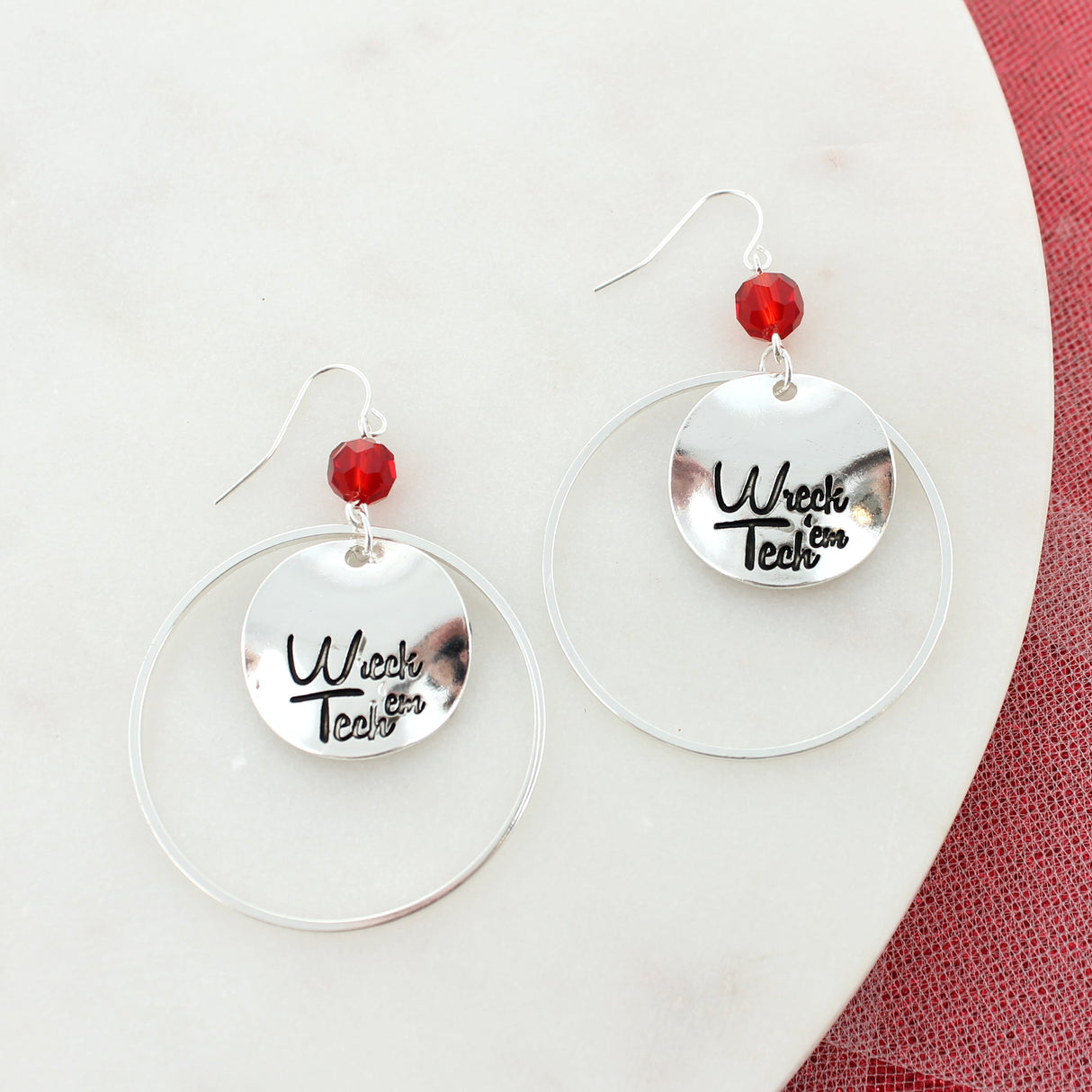 Texas Tech Slogan Disc Earrings