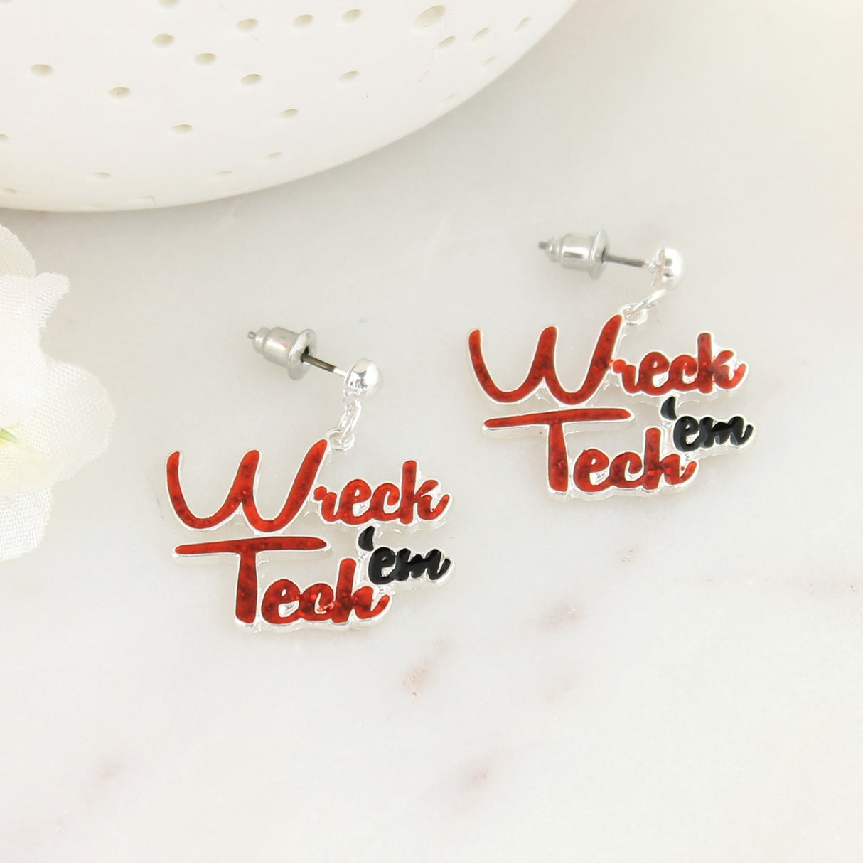 Texas Tech Slogan Earrings