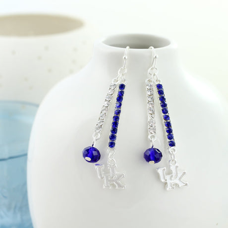 Kentucky Logo & Crystal Bar Earrings