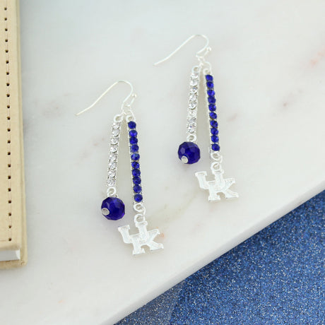 Kentucky Logo & Crystal Bar Earrings