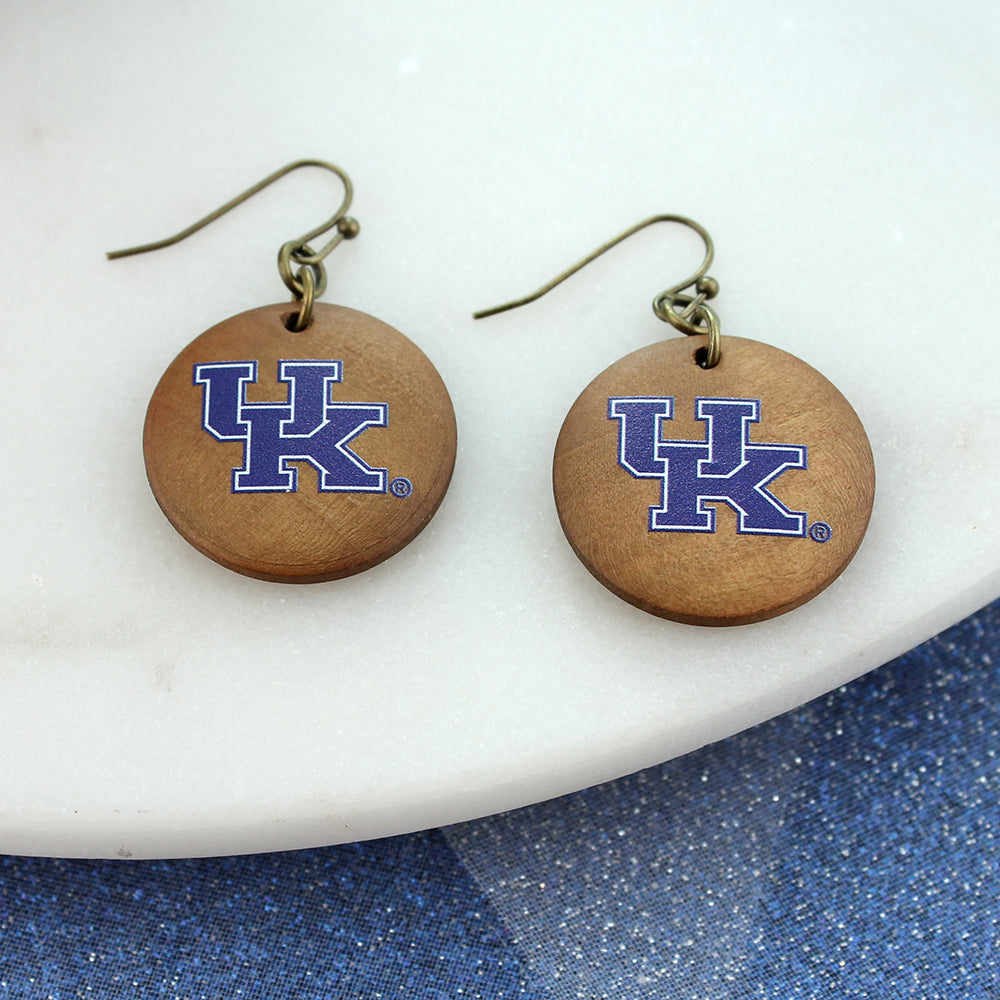 Kentucky Logo Wood Disc Earrings