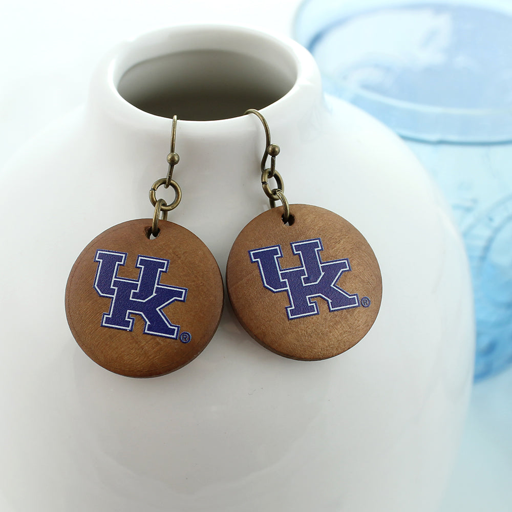Kentucky Logo Wood Disc Earrings