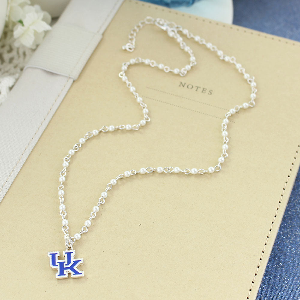 Kentucky Enamel Logo & Pearl Necklace