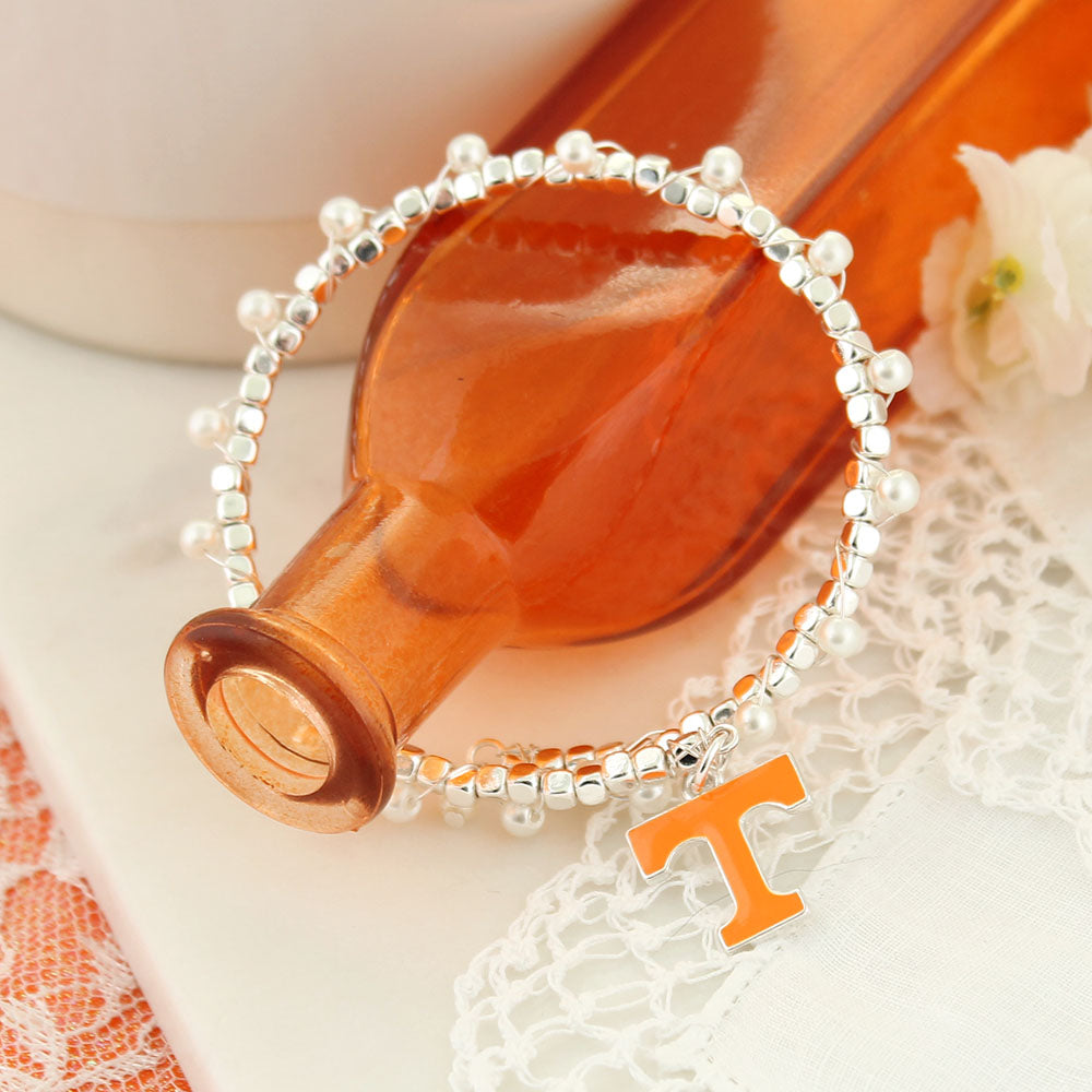 Tennessee Enamel Logo & Pearl Bracelet