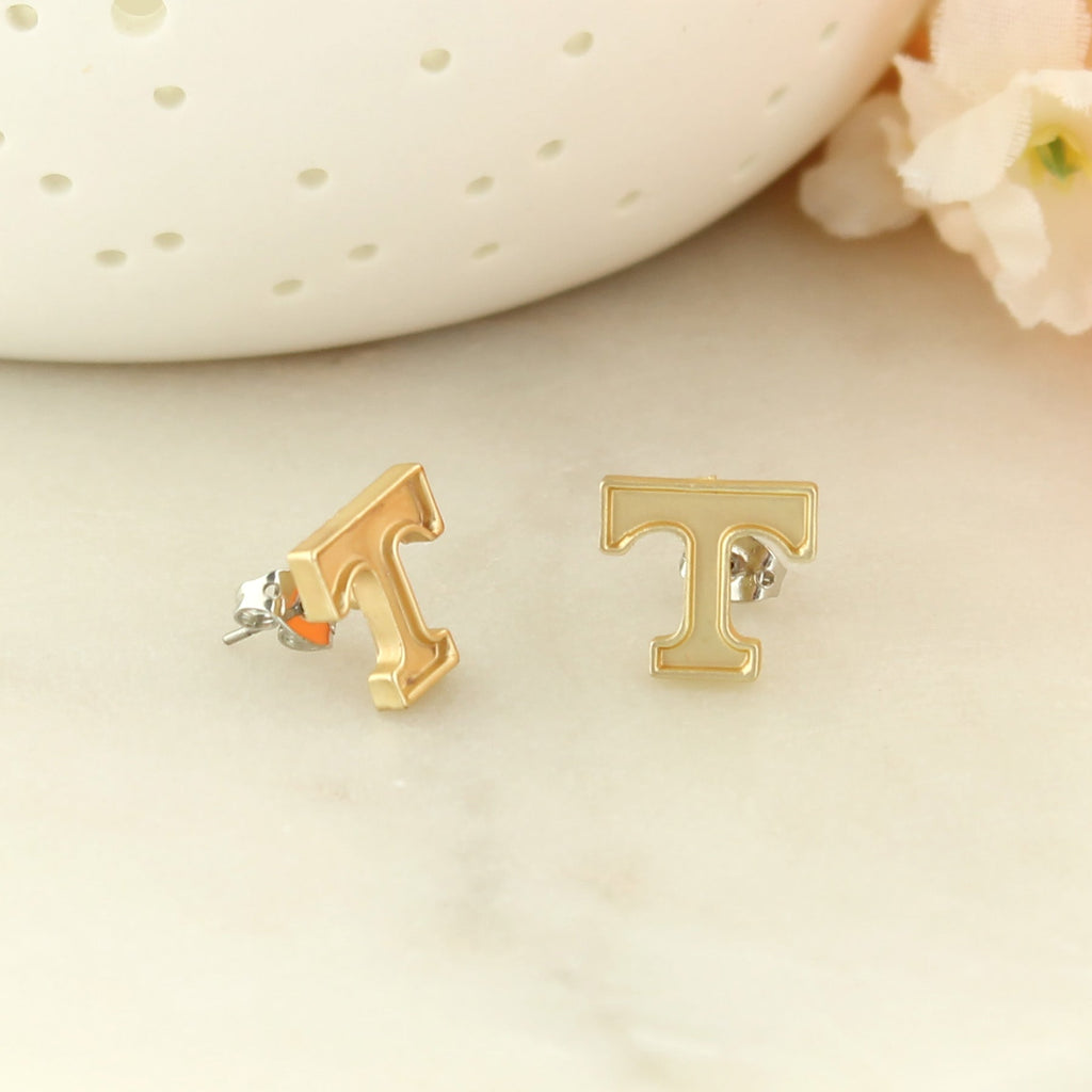 Tennessee Matte Gold Logo Stud Earrings