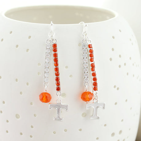 Tennessee Logo & Crystal Bar Earrings