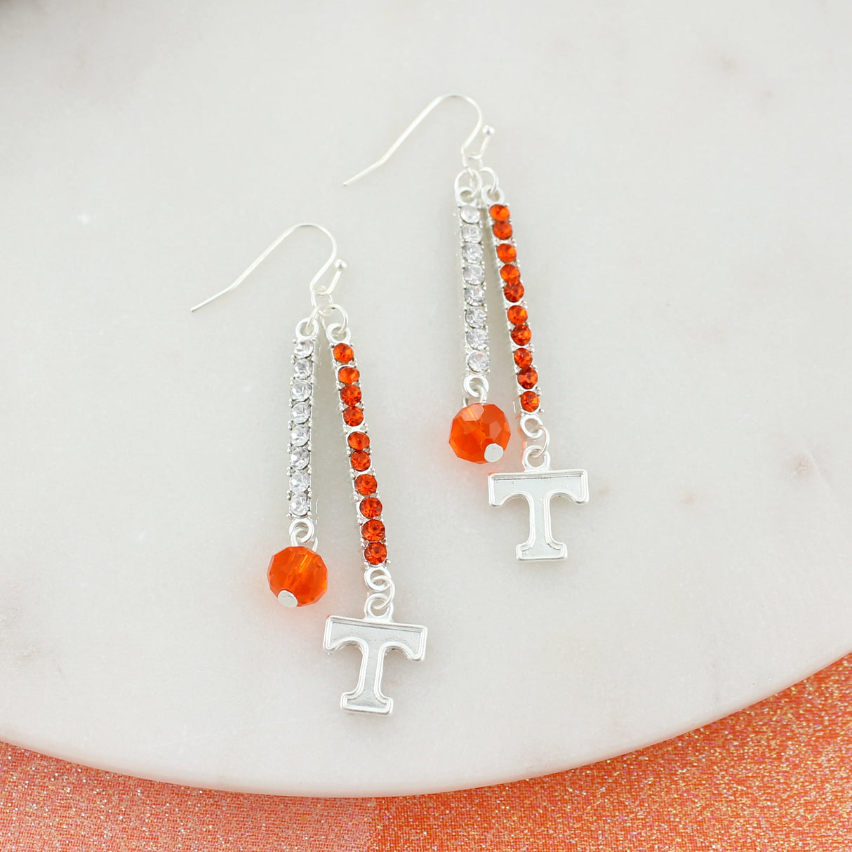 Tennessee Logo & Crystal Bar Earrings