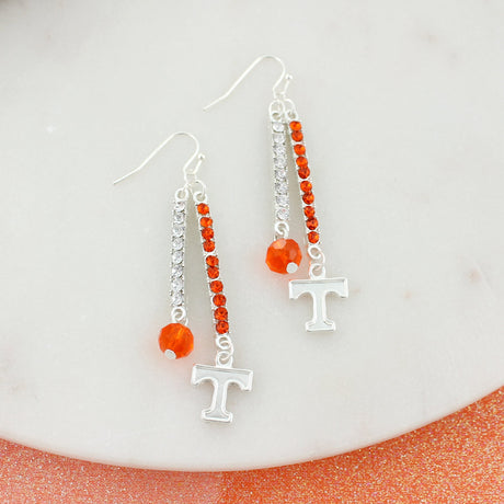 Tennessee Logo & Crystal Bar Earrings