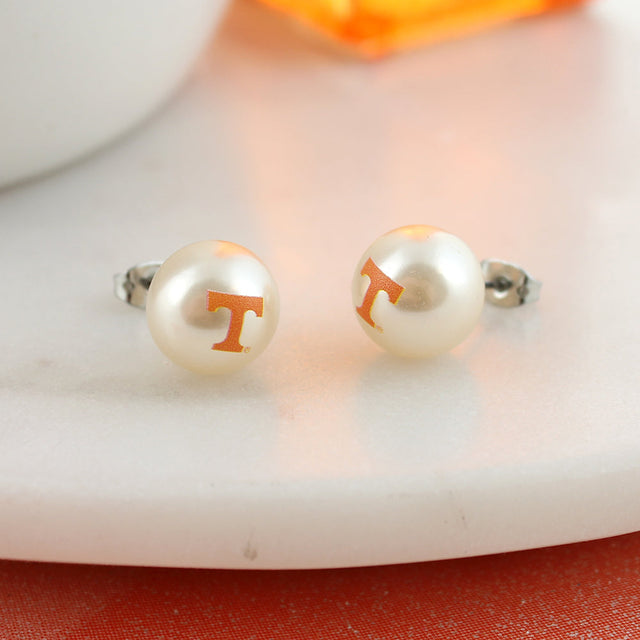 Tennessee Logo Pearl Stud Earrings