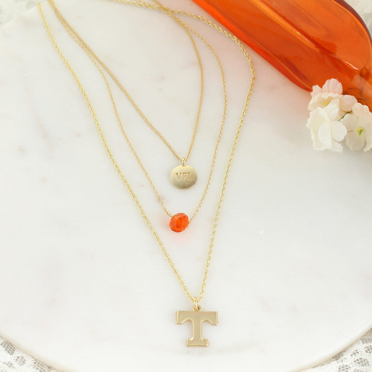 16“ - 20” Tennessee Matte Gold Logo Trio Necklace Set