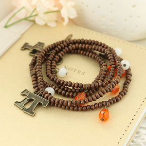 Tennessee Wood Bead Stretch Necklace/Bracelet