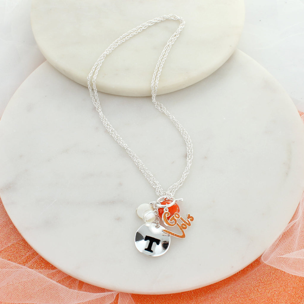 18 - 36” Tennessee Logo Disc & Slogan Cluster Convertible Necklace