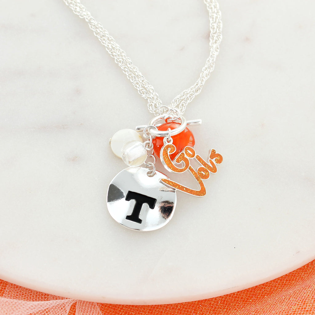 18 - 36” Tennessee Logo Disc & Slogan Cluster Convertible Necklace