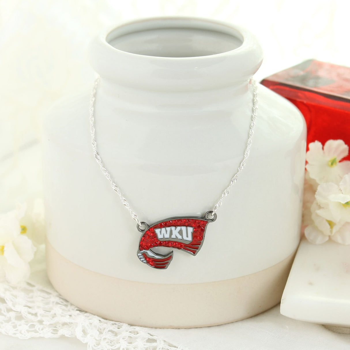 Western Kentucky Crystal Logo Necklace