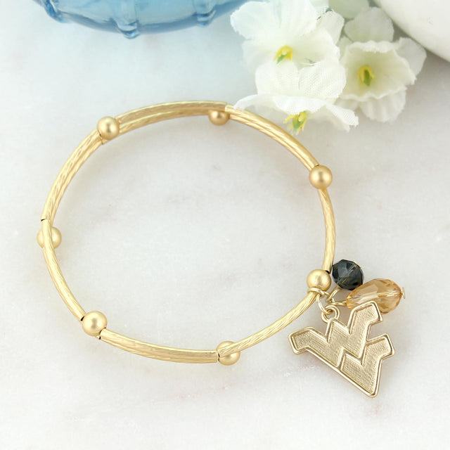 West Virginia Matte Gold Logo Bracelet