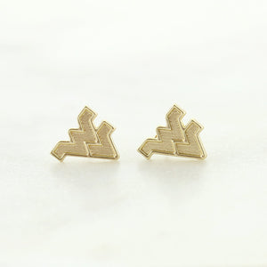 West Virginia Matte Gold Logo Stud Earrings