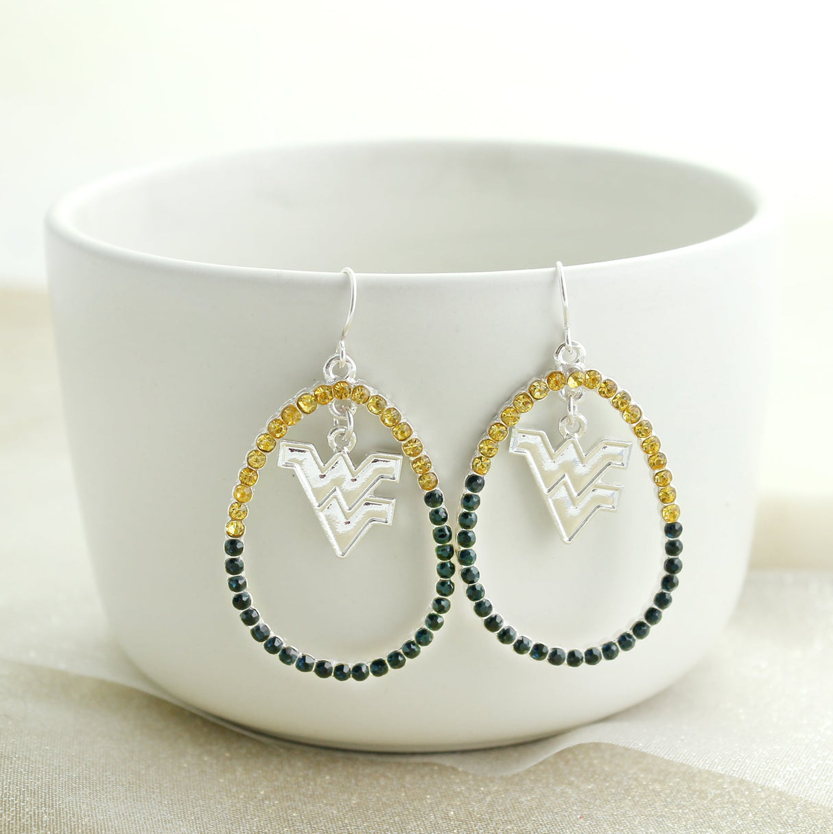 West Virginia Crystal Logo Earrings