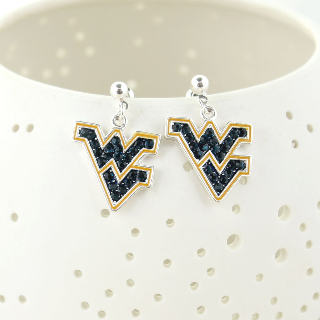 West Virginia Crystal Logo Earrings