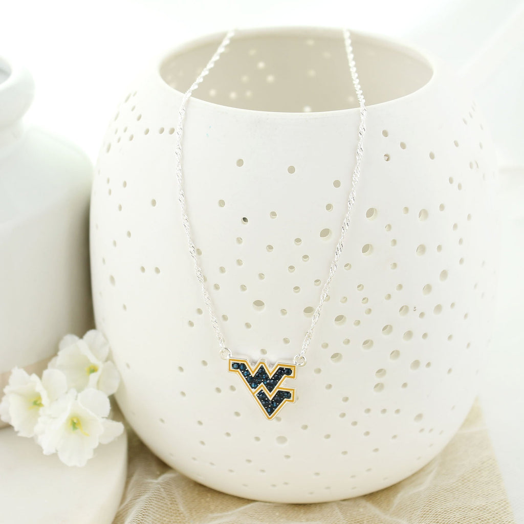 West Virginia Crystal Logo Necklace