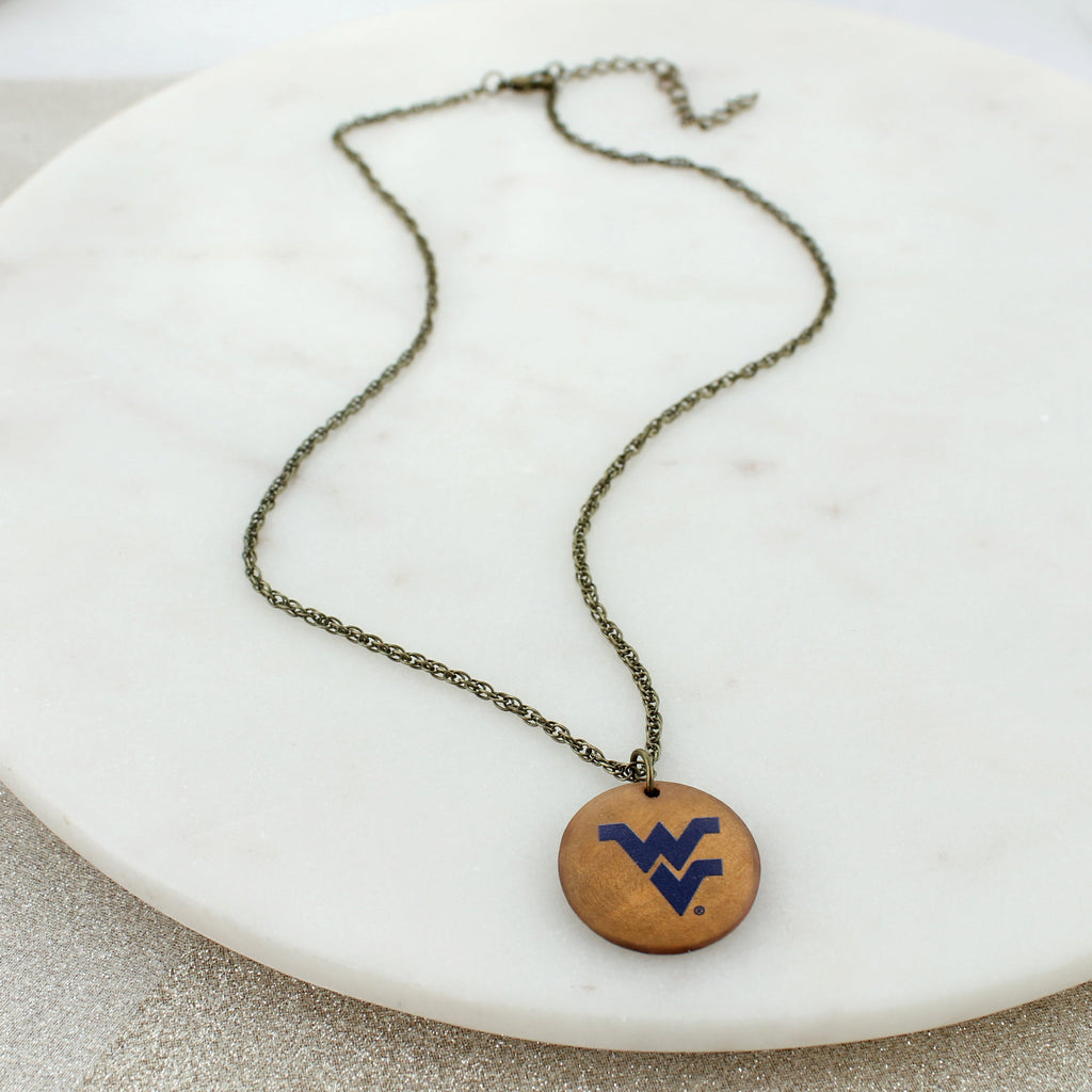18 - 21” West Virginia Logo Wood Disc Necklace