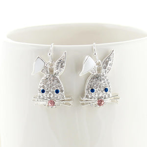 Crystal Bunny Face Earrings