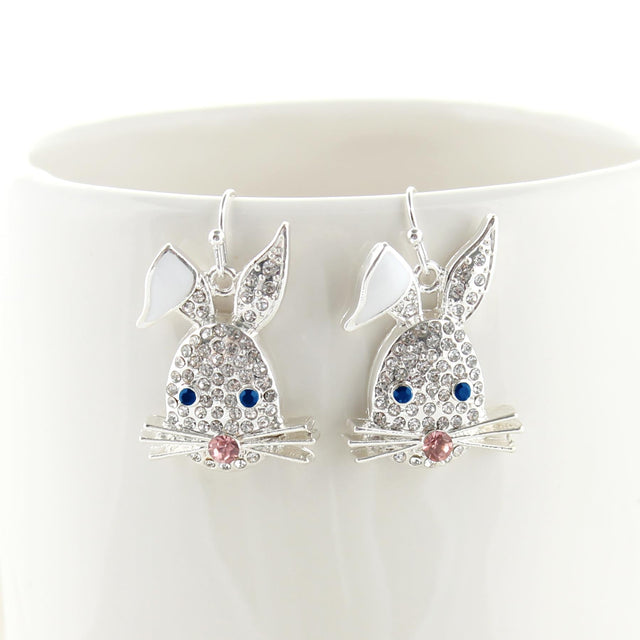 Crystal Bunny Face Earrings