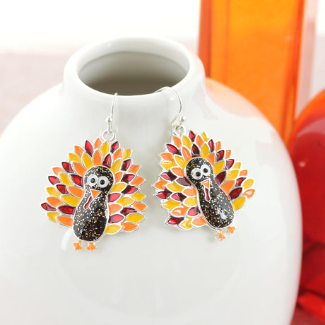 Enamel Turkey Thanksgiving Earrings