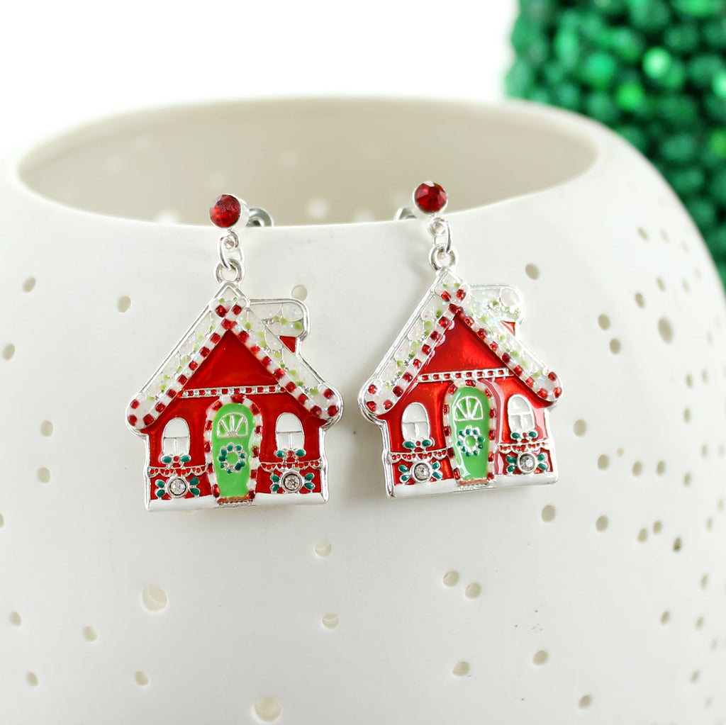 Gingerbread House Christmas Earrings