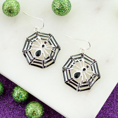 Coming Soon! Enamel & Crystal Spiderweb Earrings