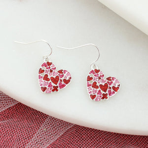 Glitter Enamel Multi-Hearts Earrings