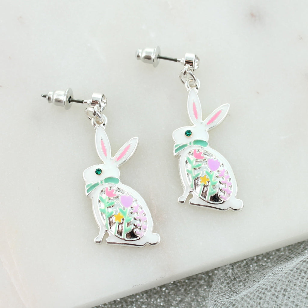 Floral Cutout Bunny Earrings