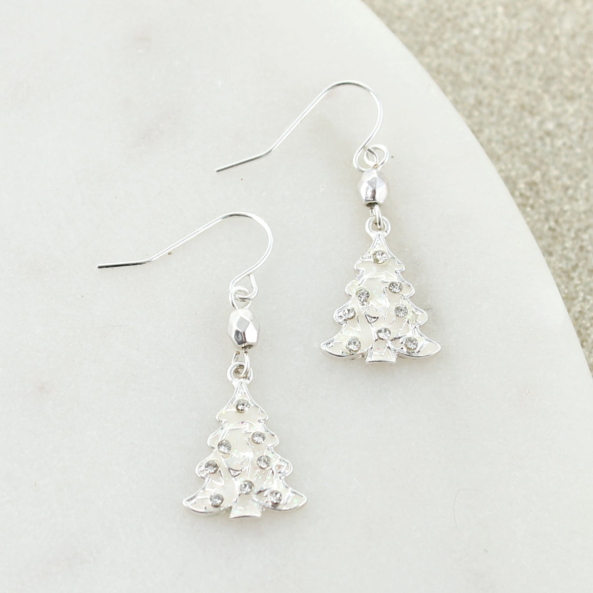 White Filigree Tree Earrings