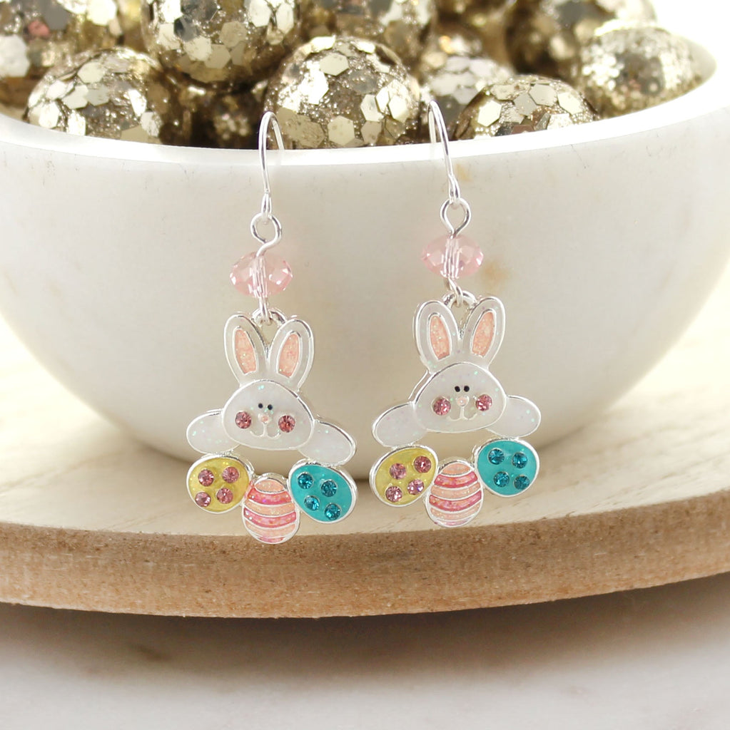Enamel Bunny & Egg Earrings