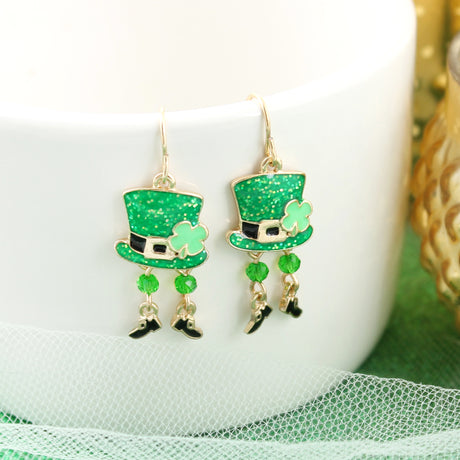 Dangle Leg Leprechaun Hat Earrings