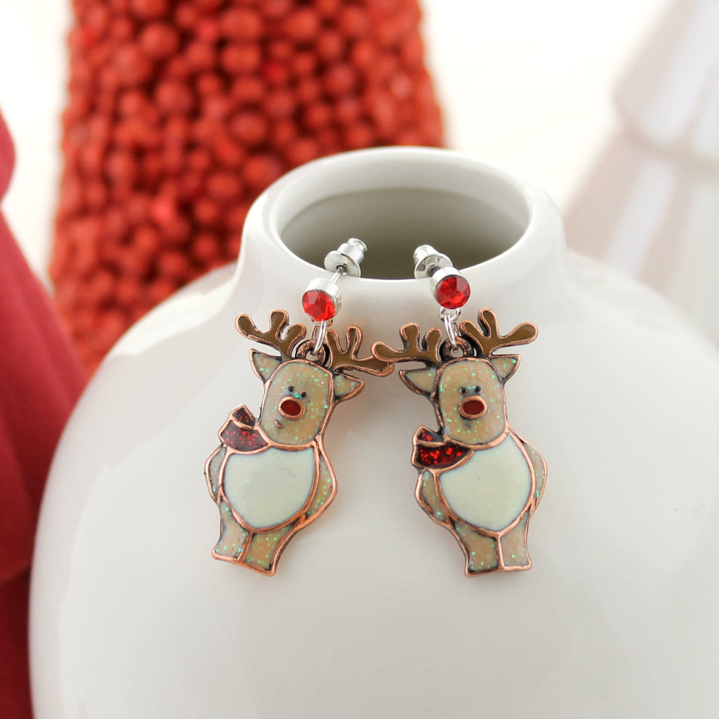 Enamel Reindeer Earrings