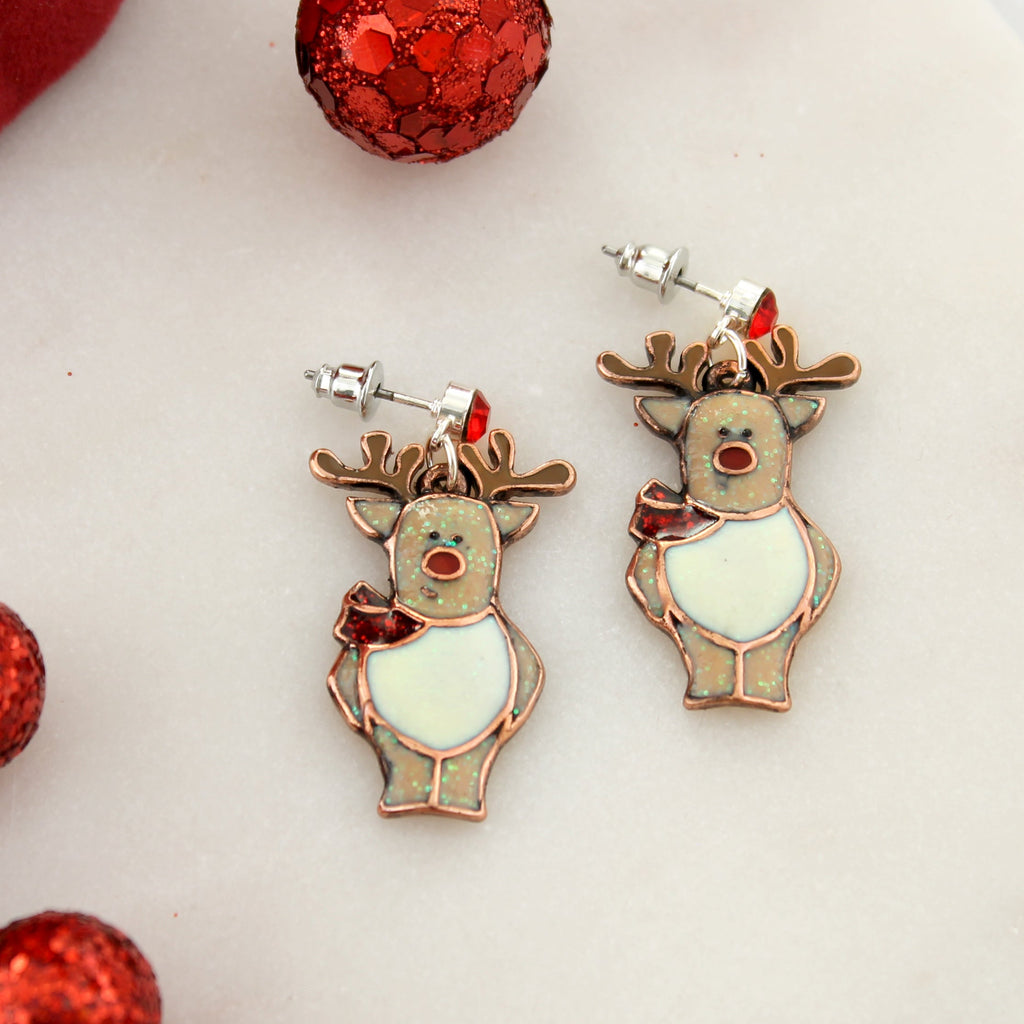 Enamel Reindeer Earrings