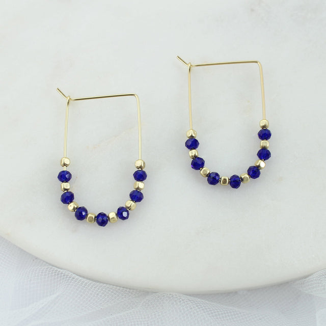 Blue & Gold Gameday Beaded Hoop Earrings