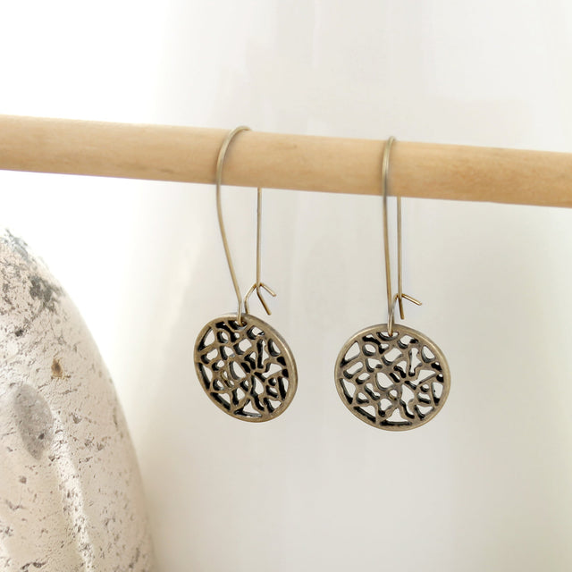 Vintage Finish Circle Charm Earrings